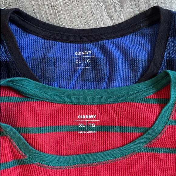 Old Navy Blue Checkered and Red Striped Long Sleeve Tops - Picture 2 of 4